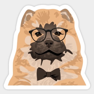 Hipster Chow Chow Dog T-Shirt for Dog Lovers Sticker